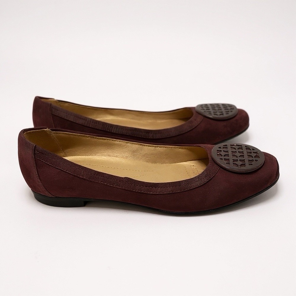 Clarks Artisan Ballet Flats Shoes 8 EU 39 Burgundy Suede Leather Comfort Padded